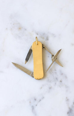 Pendentif Couteau Suisse Fer à Cheval Diamant sur Or Jaune JA Henckels - Castafiore