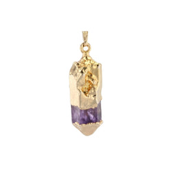 Pendentif CRISTAL Brut en métal doré et améthyste - Castafiore