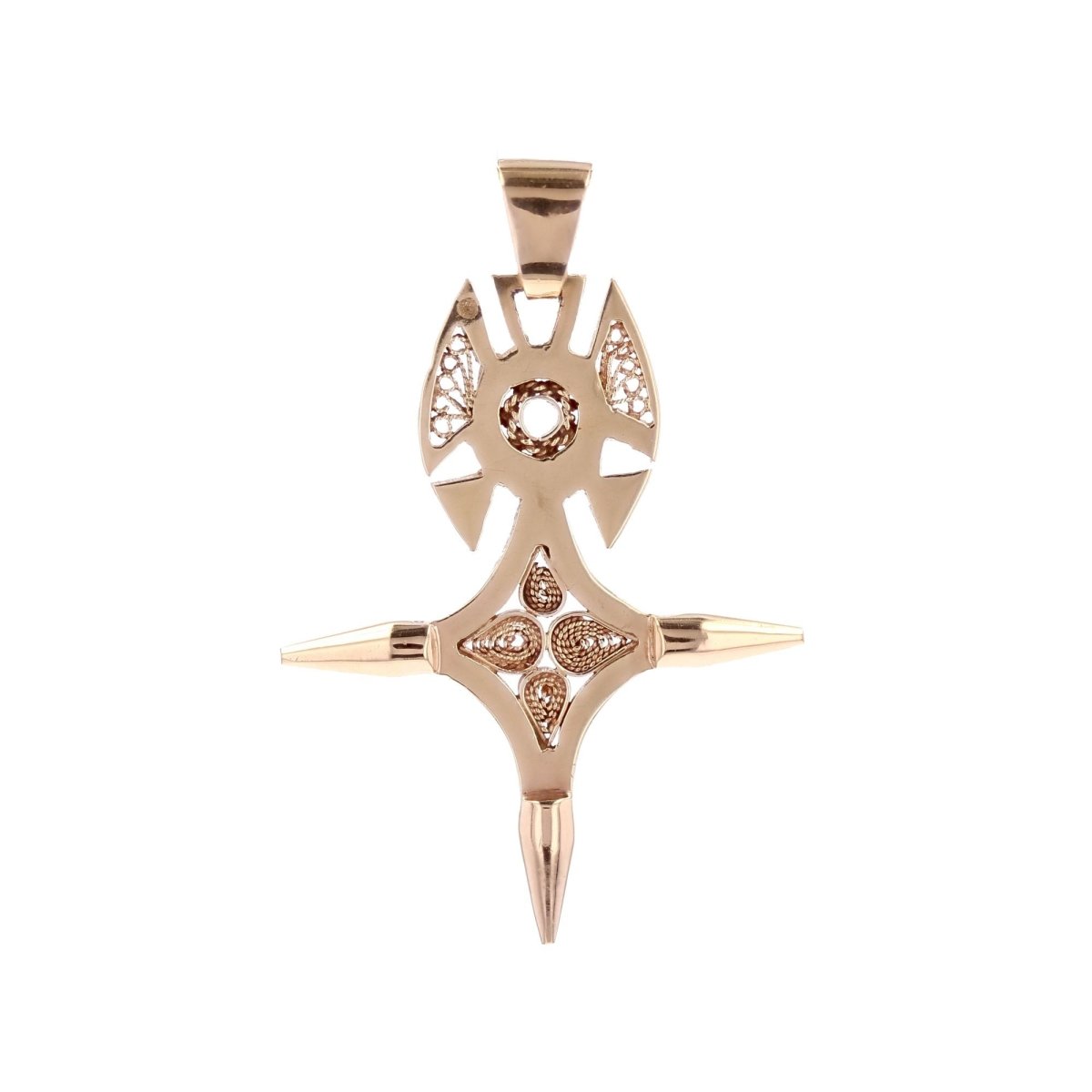 Pendentif croix AGADEZ Filigranée en or rose - Castafiore