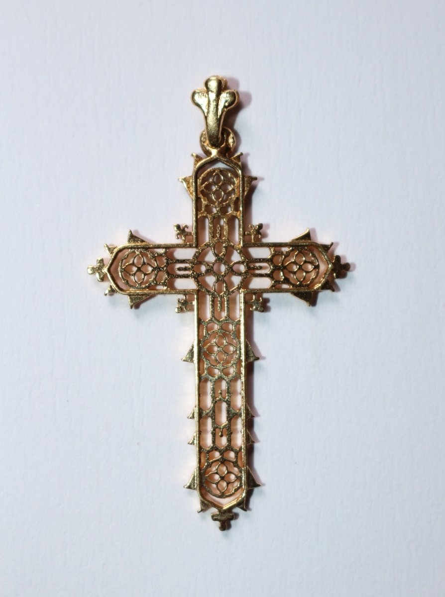 Pendentif croix ajourée en or jaune - Castafiore