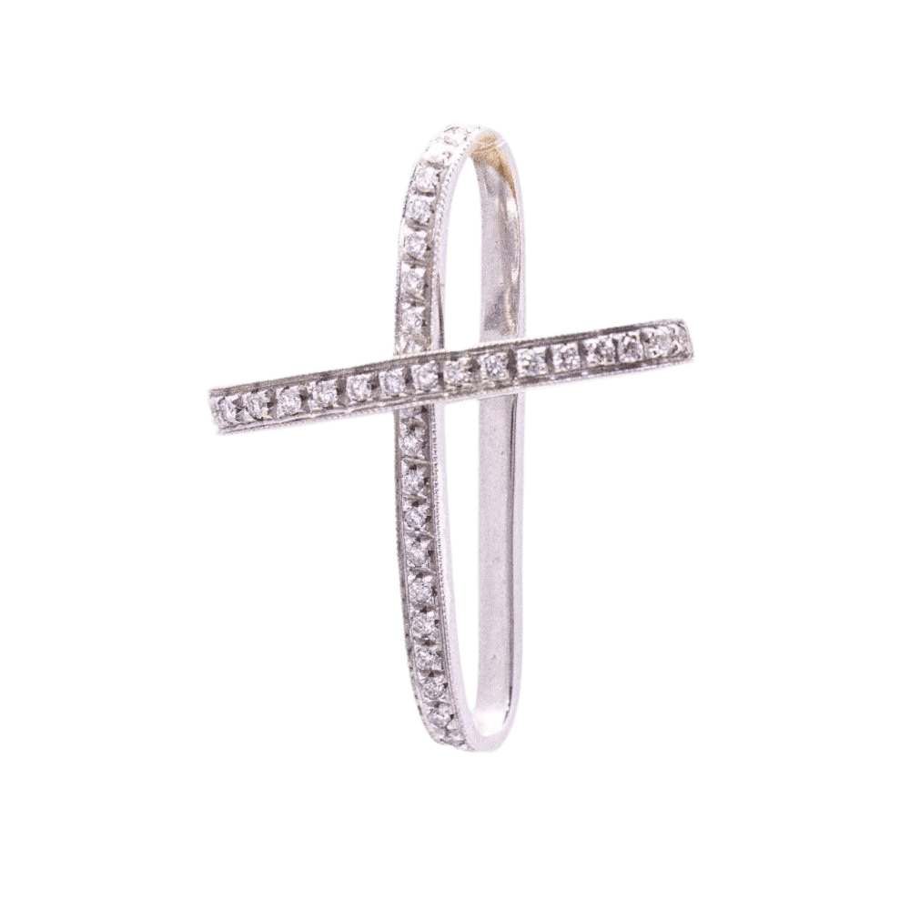 Pendentif CROIX ALFIERI ST.JOHN en or blanc et diamants - Castafiore