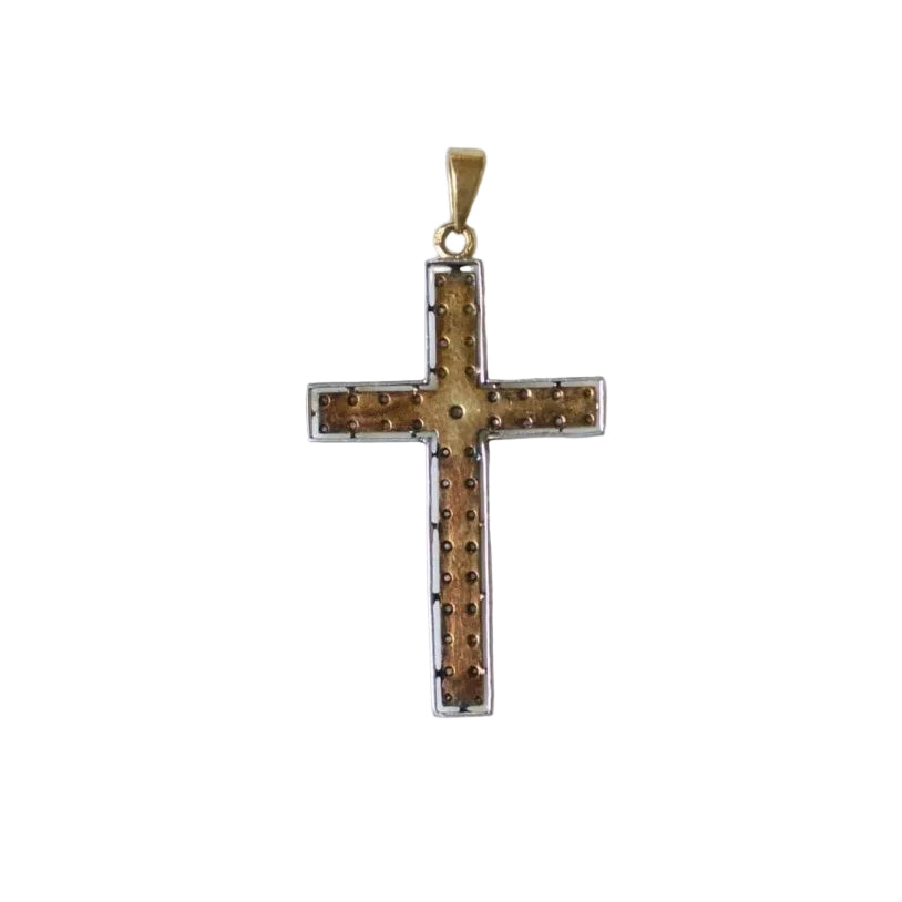 Pendentif Croix Art Déco Perles et Diamants - Castafiore