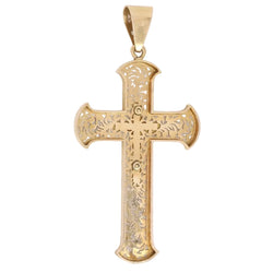 Pendentif croix Art Nouveau or jaune turquoises - Castafiore