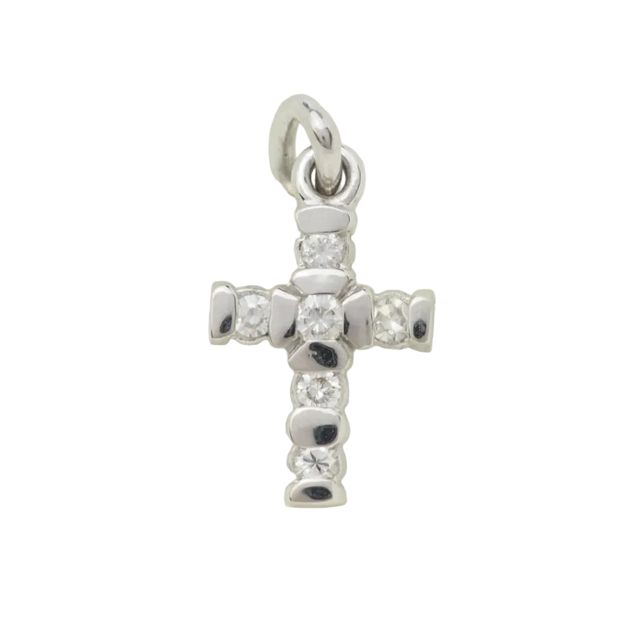 Pendentif croix en or blanc et diamants 0.17ct - Castafiore