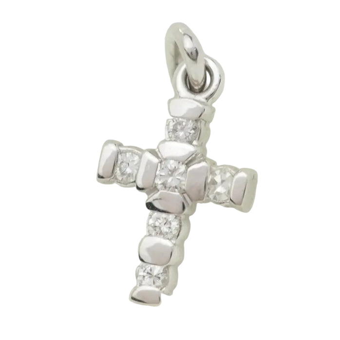 Pendentif croix en or blanc et diamants 0.17ct - Castafiore