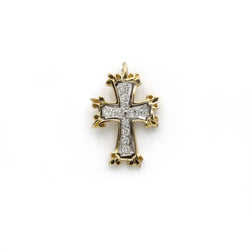 Pendentif Croix en or blanc, or jaune et diamants - Castafiore