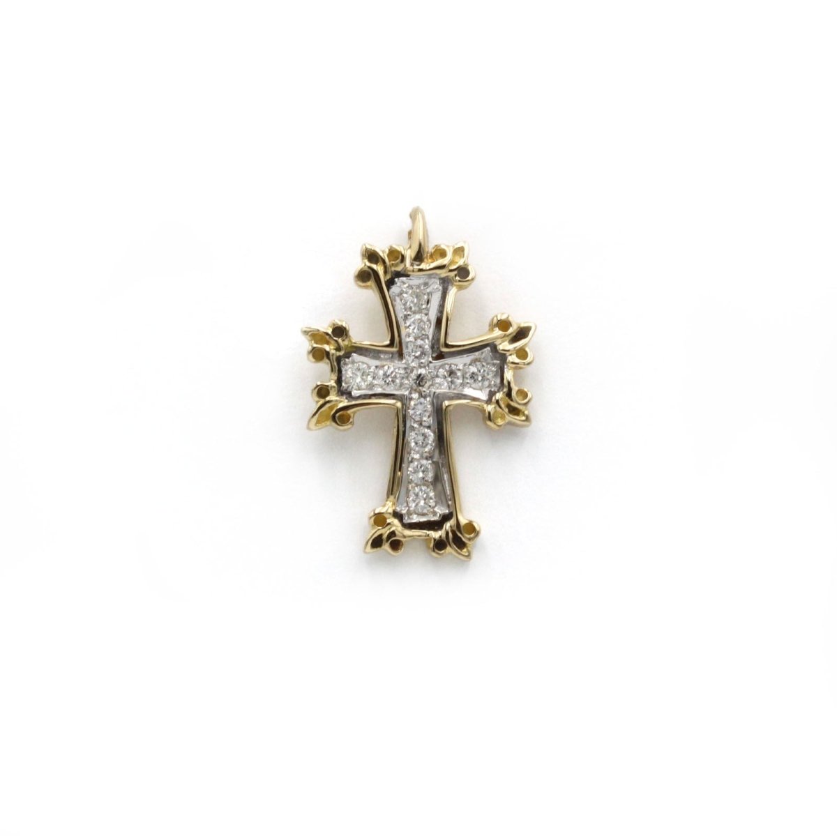 Pendentif Croix en or blanc, or jaune et diamants - Castafiore