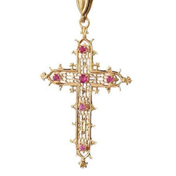 Pendentif Croix en or jaune et rubis - Castafiore