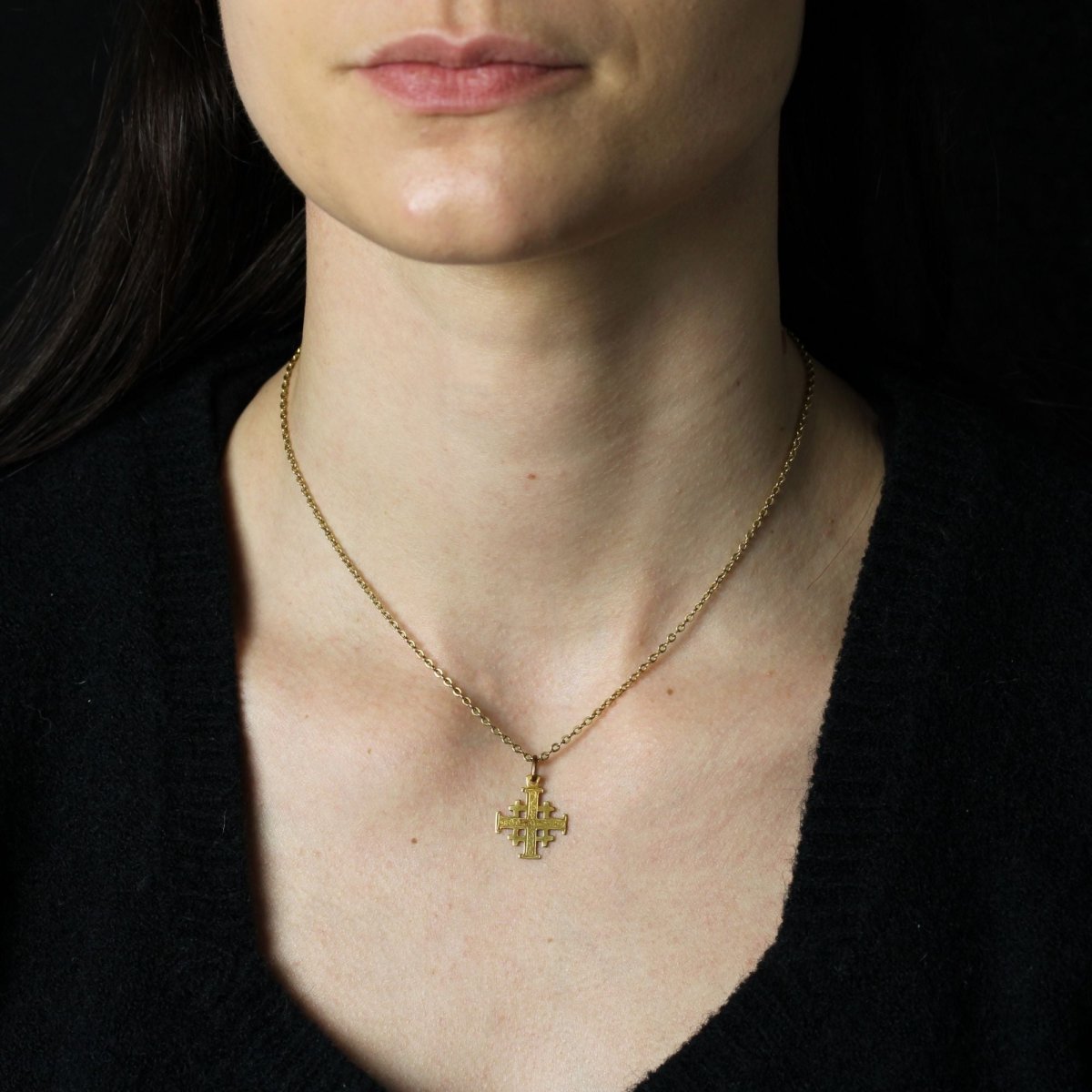 Pendentif CROIX Jérusalem en or jaune - Castafiore