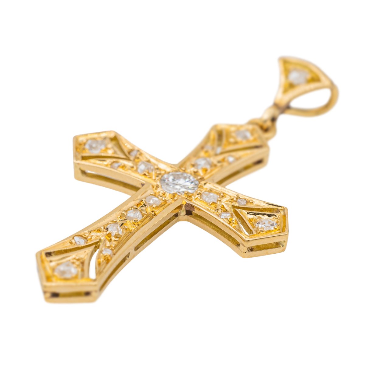 Pendentif Croix Or jaune Diamant - Castafiore