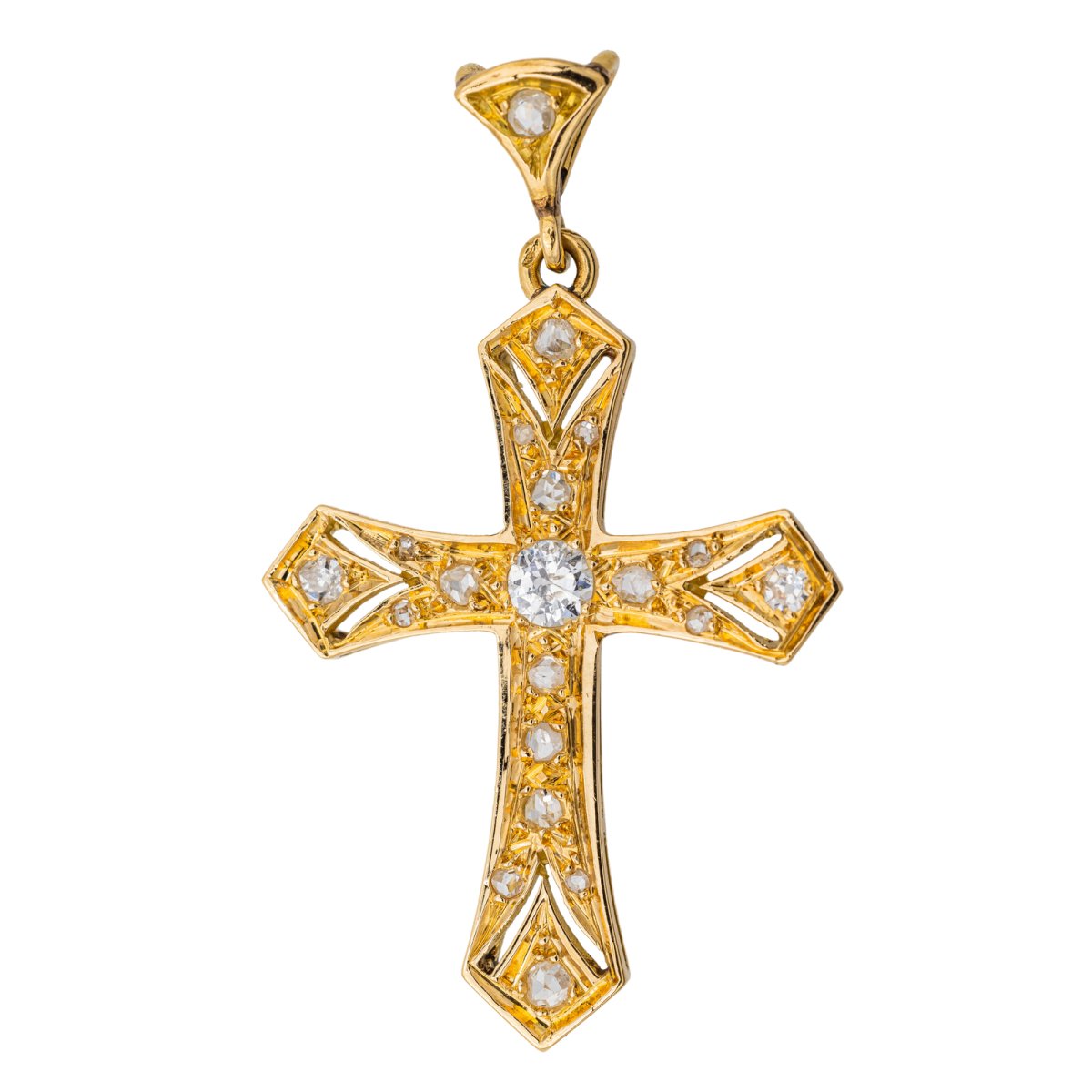 Pendentif Croix Or jaune Diamant - Castafiore