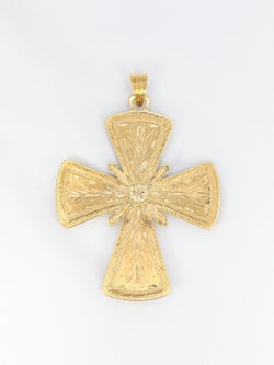 Pendentif croix pectorale or jaune émail cabochons de saphirs - Castafiore
