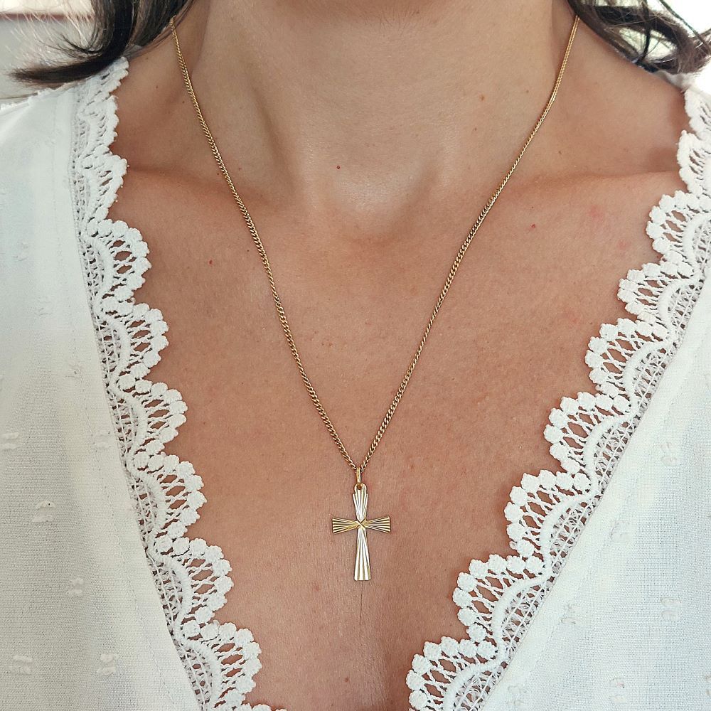 Pendentif croix rayonnant or 18k - Castafiore