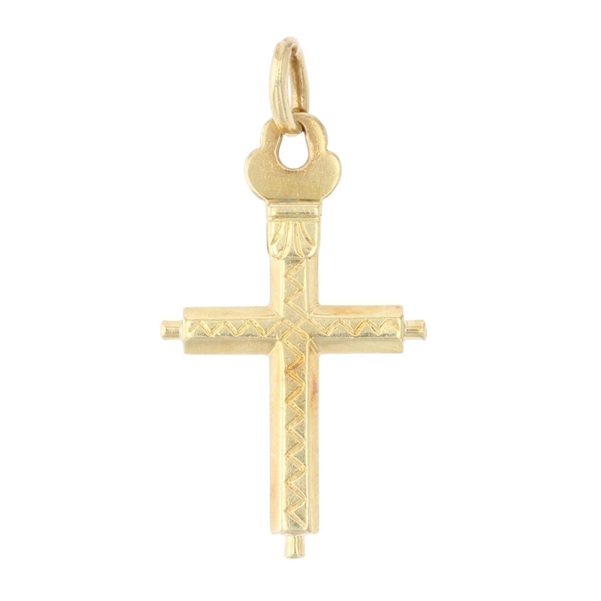 Pendentif CROIX Régionale ciselée en or jaune - Castafiore