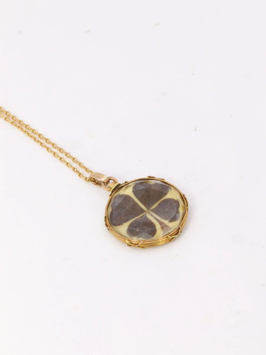 Pendentif de sentiment victorien en or et cheveux, 19ème siècle - Castafiore