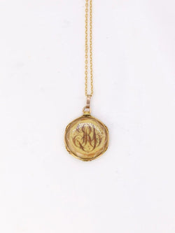 Pendentif de sentiment victorien en or et cheveux, 19ème siècle - Castafiore