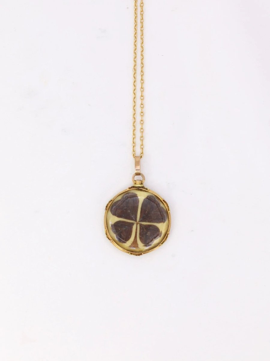 Pendentif de sentiment victorien en or et cheveux, 19ème siècle - Castafiore