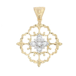 Pendentif diamants ors jaune et blanc arabesques - Castafiore