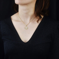 Pendentif diamants ors jaune et blanc arabesques - Castafiore