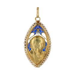Pendentif DROPSY Médaille navette en or jaune et perles fines - Castafiore