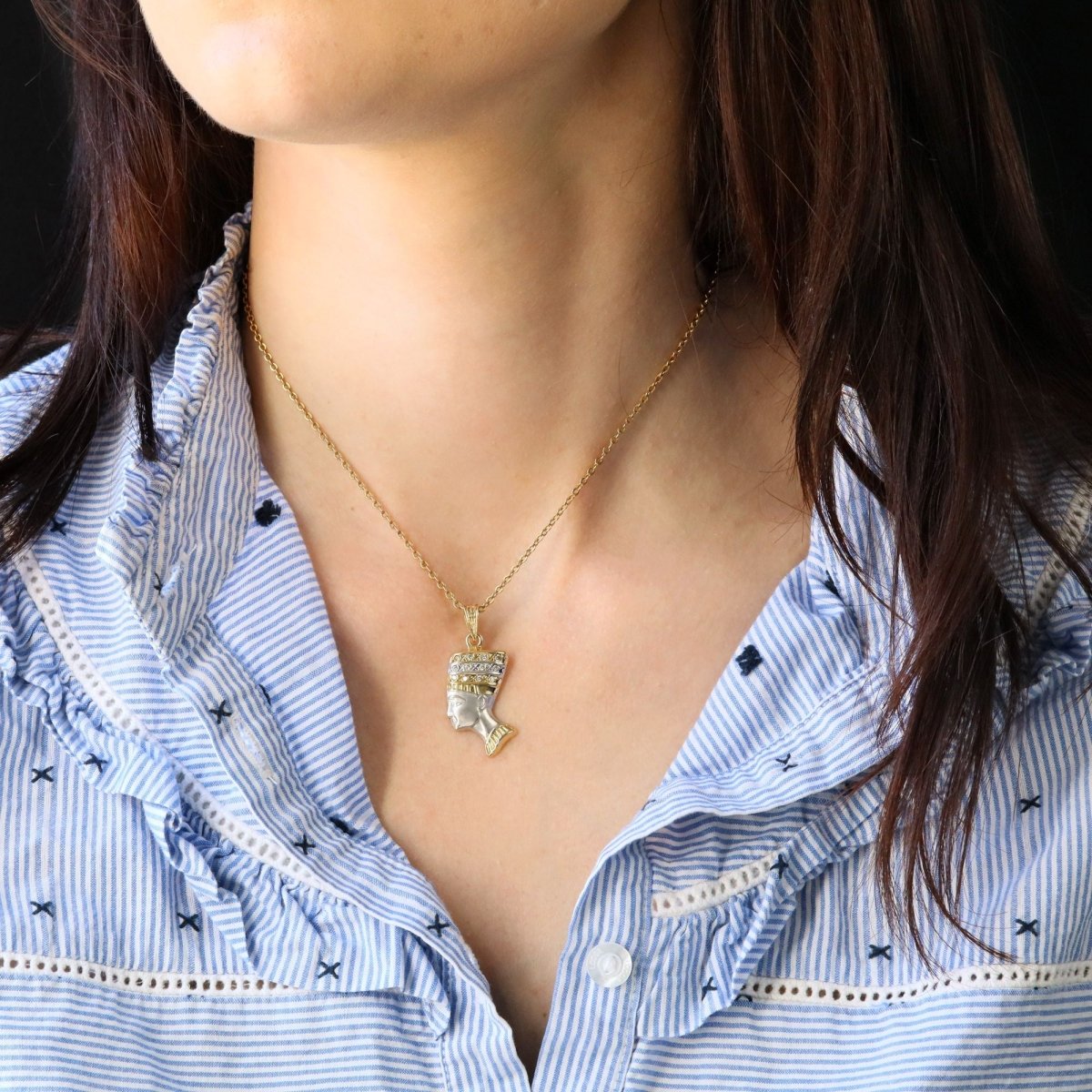 Pendentif égyptien en or jaune et or blanc et diamants - Castafiore
