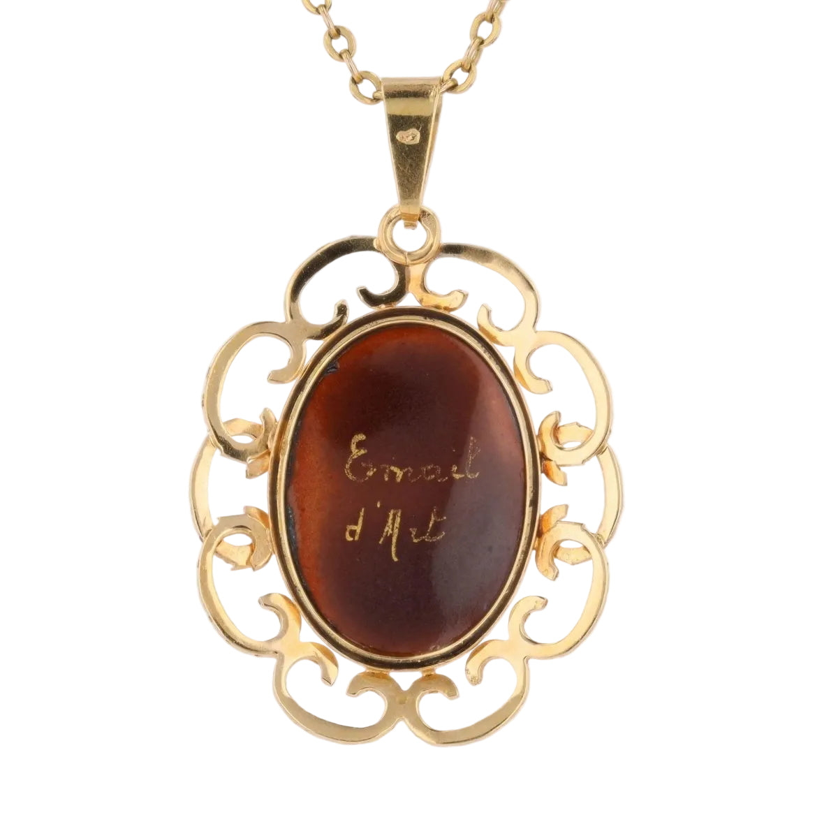 Pendentif émail de limoges en or jaune - Castafiore