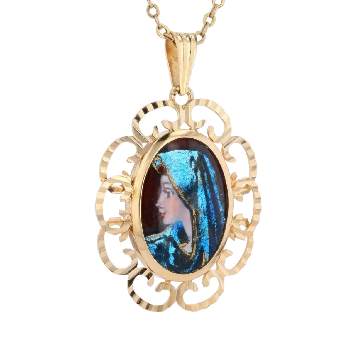 Pendentif émail de limoges en or jaune - Castafiore