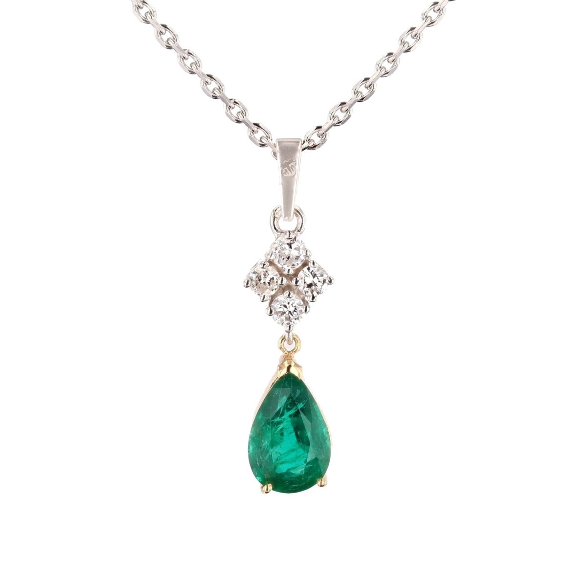 Pendentif émeraude diamants en or blanc et or jaune - Castafiore