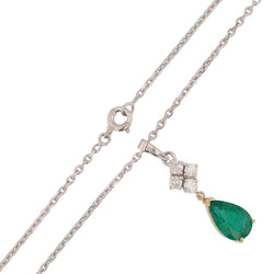 Pendentif émeraude diamants en or blanc et or jaune - Castafiore