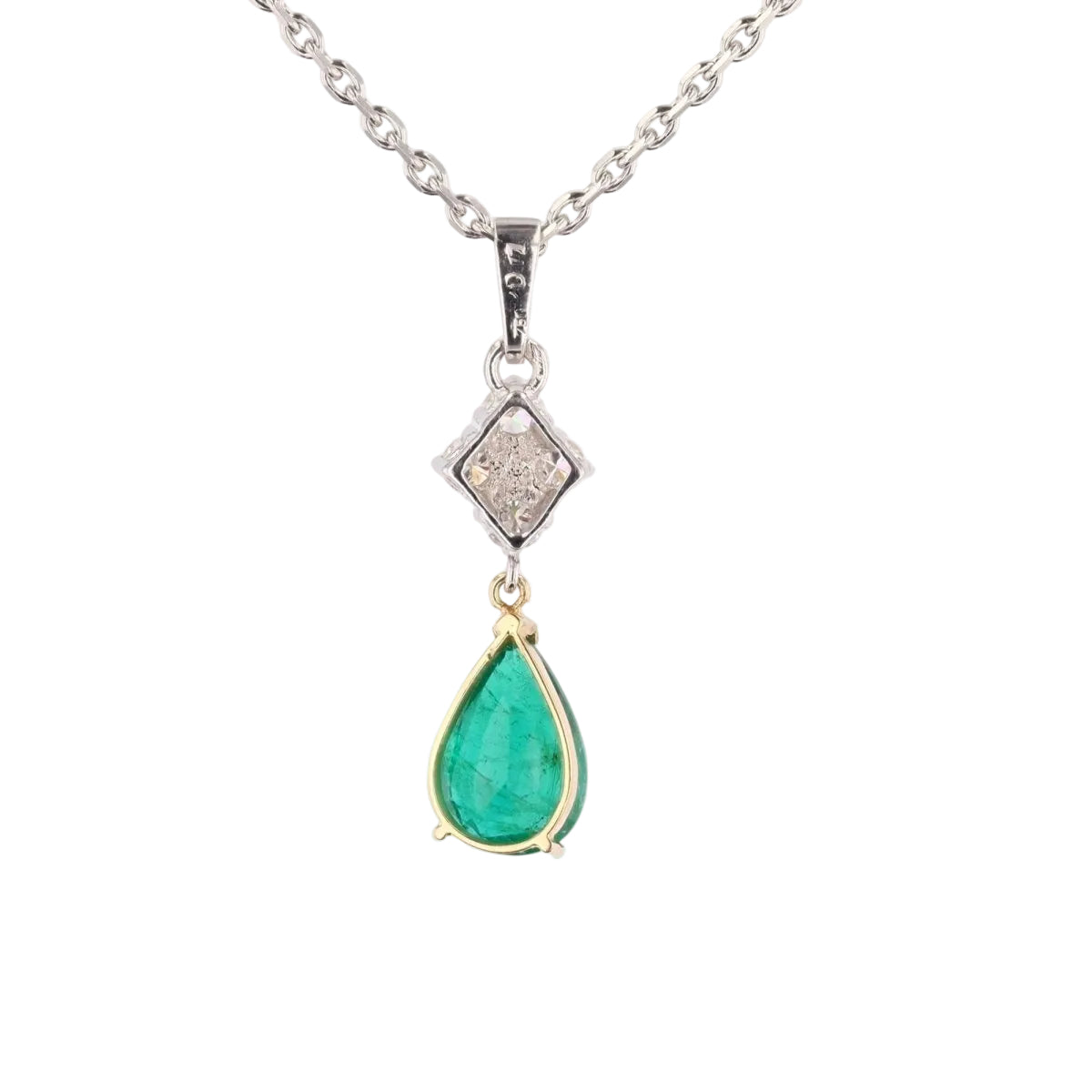 Pendentif émeraude diamants en or blanc et or jaune - Castafiore