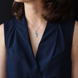 Pendentif émeraude diamants vintage - Castafiore