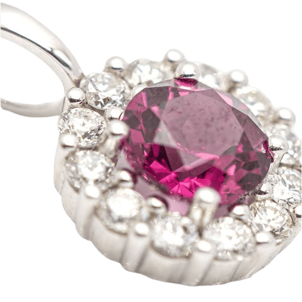 Pendentif en en or blanc, rhodolite et diamants - Castafiore