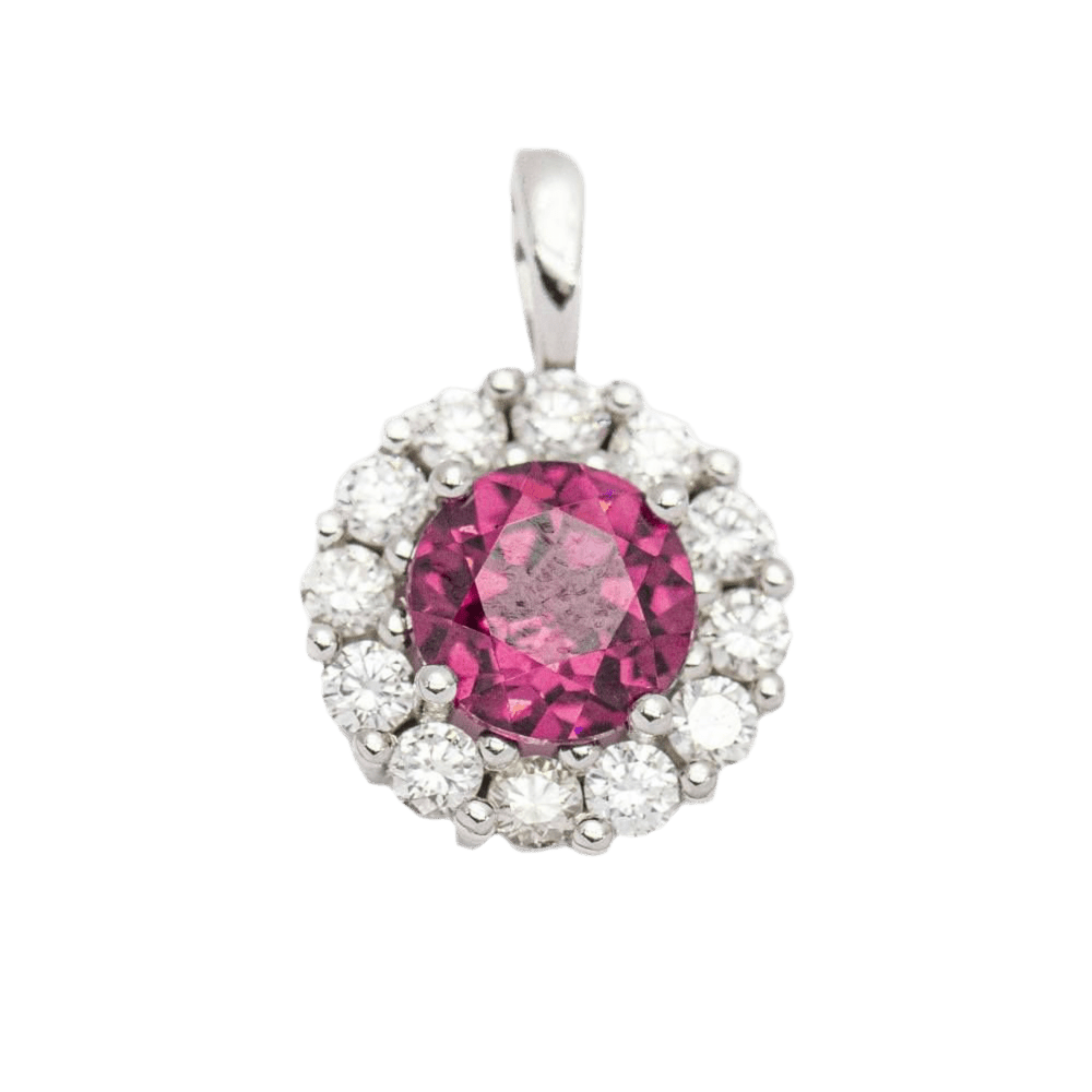 Pendentif en en or blanc, rhodolite et diamants - Castafiore