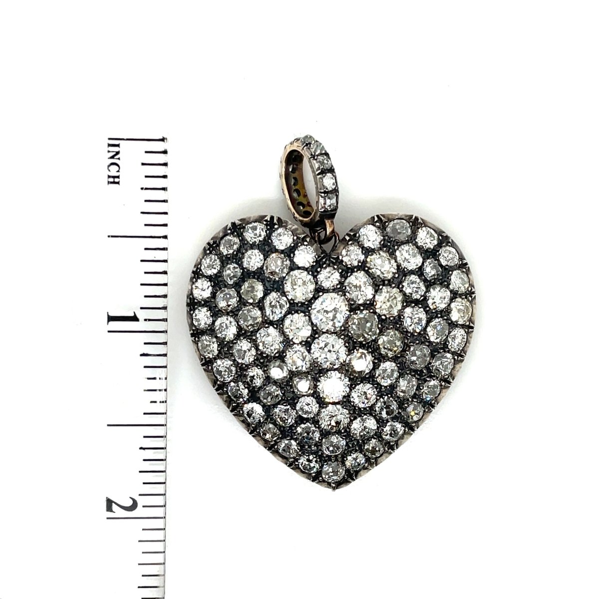 Pendentif en forme de cœur en or, argent et diamant - Castafiore