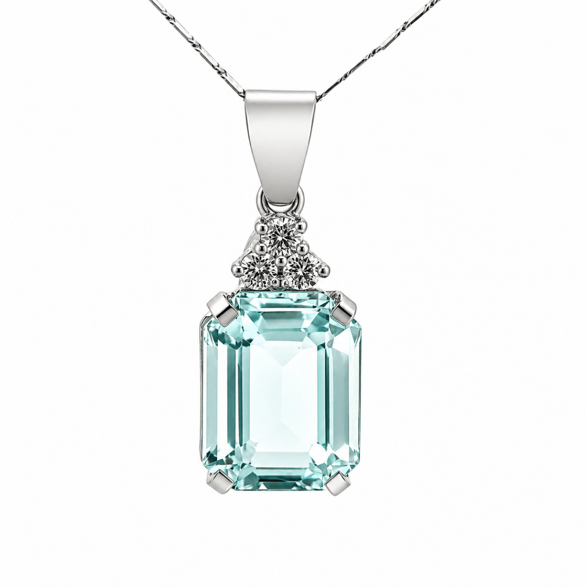 Pendentif en or blanc, aigue - marine et diamants - Castafiore