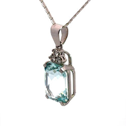 Pendentif en or blanc, aigue-marine et diamants - Castafiore
