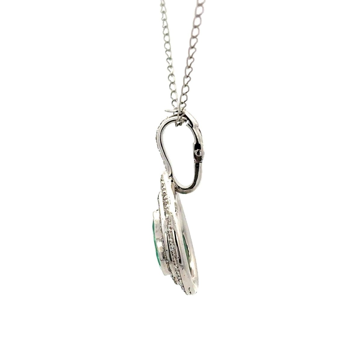 Pendentif en or blanc, émeraude et diamants - Castafiore