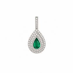 Pendentif en or blanc, émeraude et diamants - Castafiore