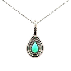 Pendentif en or blanc, émeraude et diamants - Castafiore