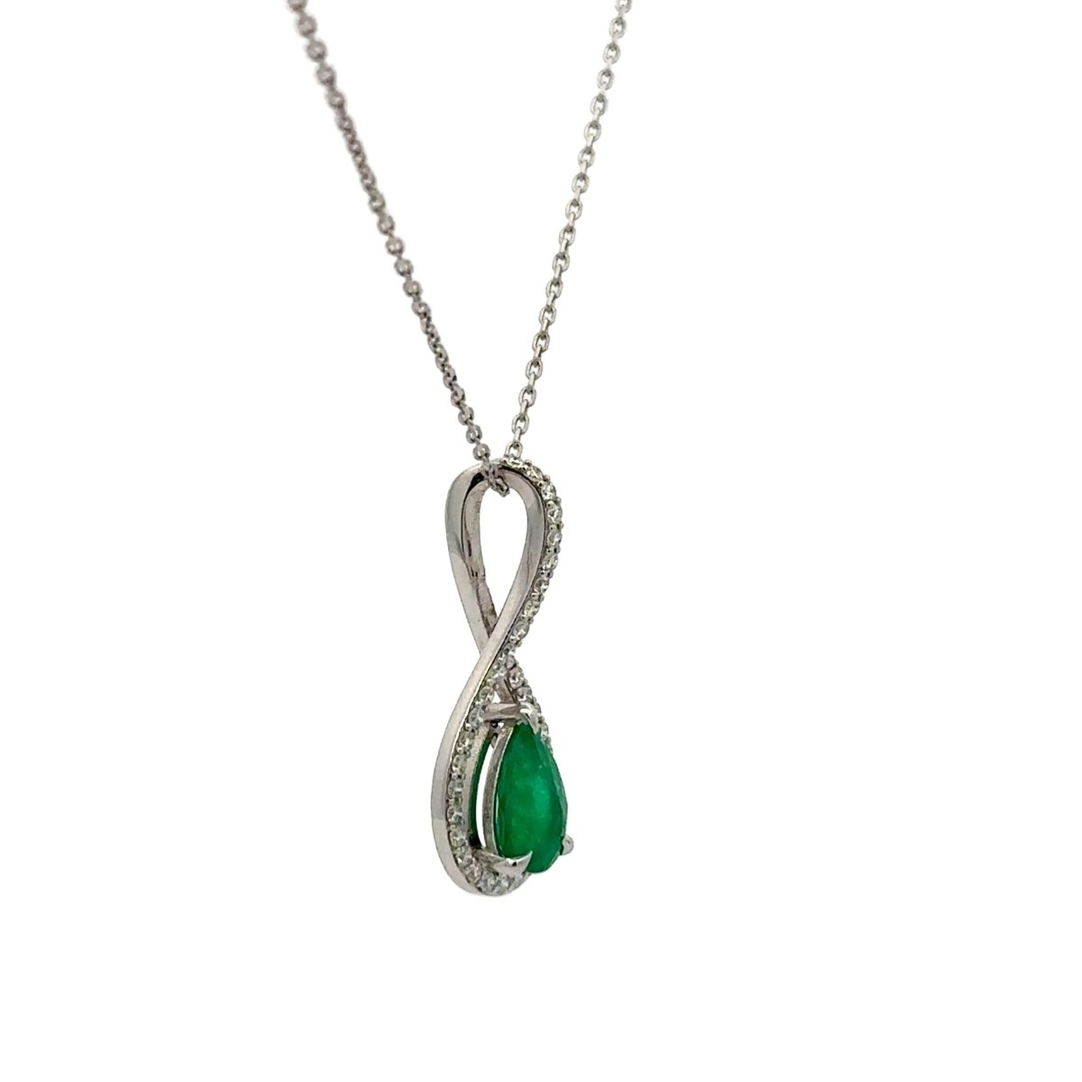 Pendentif en or blanc, émeraude et diamants - Castafiore