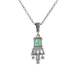 Pendentif en or blanc, émeraude et diamants - Castafiore