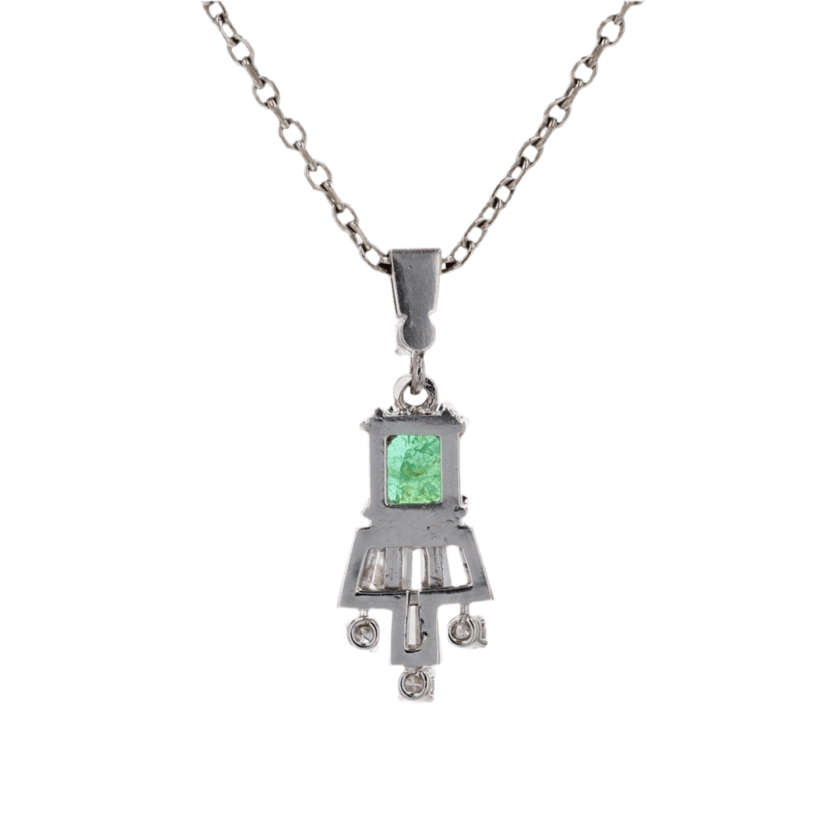 Pendentif en or blanc, émeraude et diamants - Castafiore