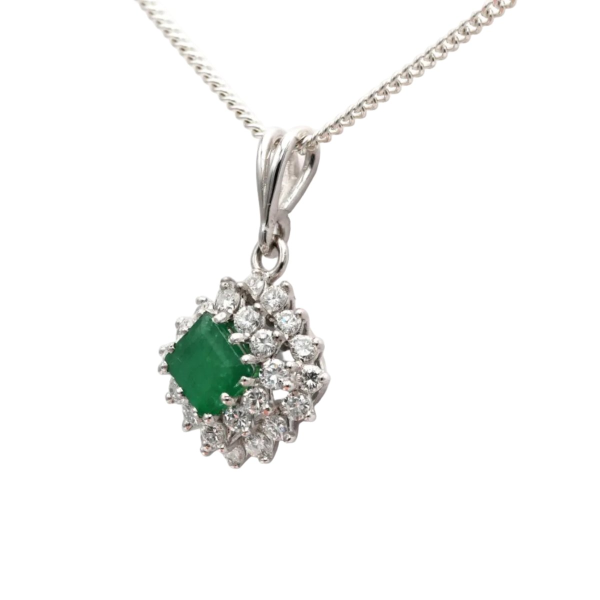 Pendentif en or blanc, émeraude et diamants - Castafiore