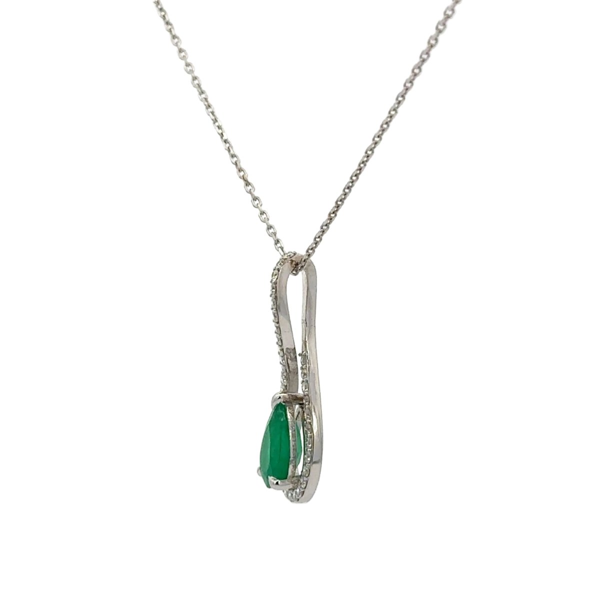 Pendentif en or blanc, émeraude et diamants - Castafiore