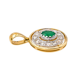 Pendentif en or blanc, or jaune, émeraude et diamants - Castafiore