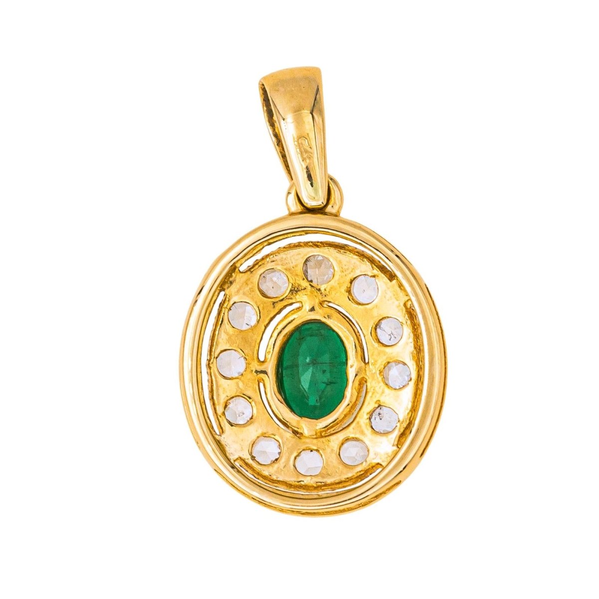 Pendentif en or blanc, or jaune, émeraude et diamants - Castafiore