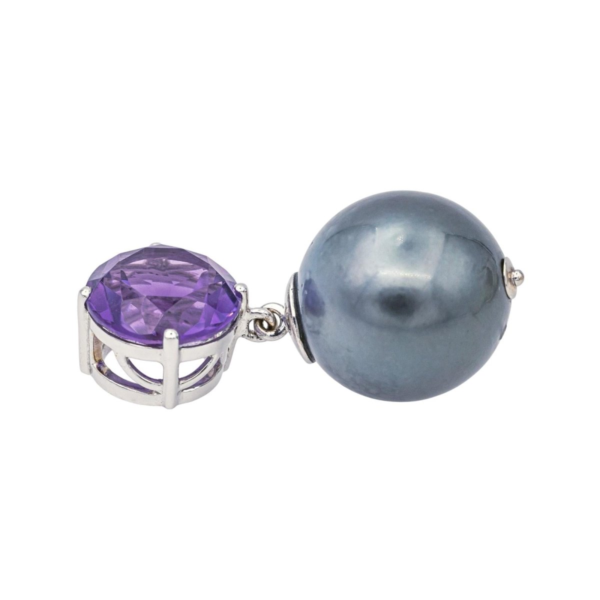 Pendentif en or blanc, perle et améthyste - Castafiore