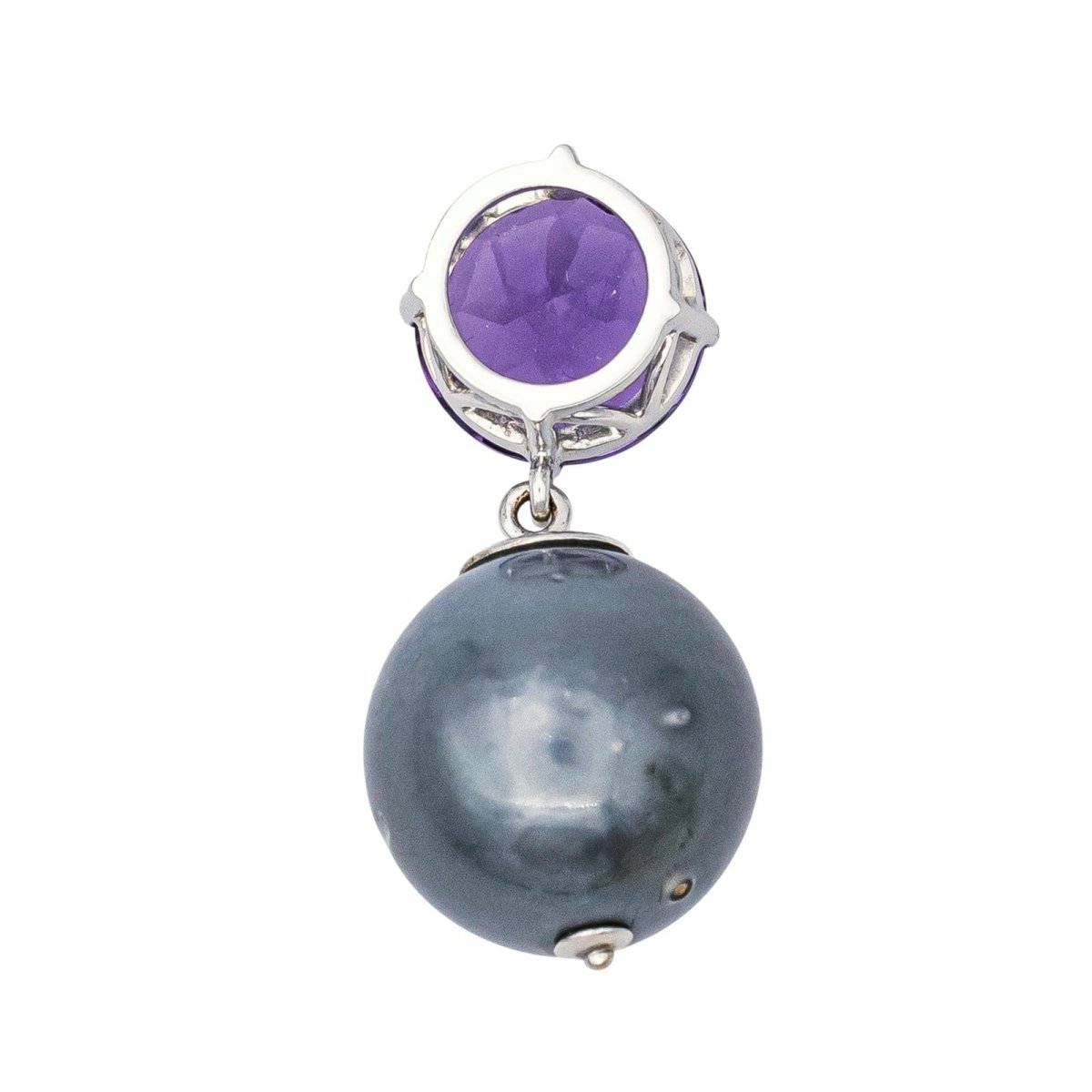 Pendentif en or blanc, perle et améthyste - Castafiore