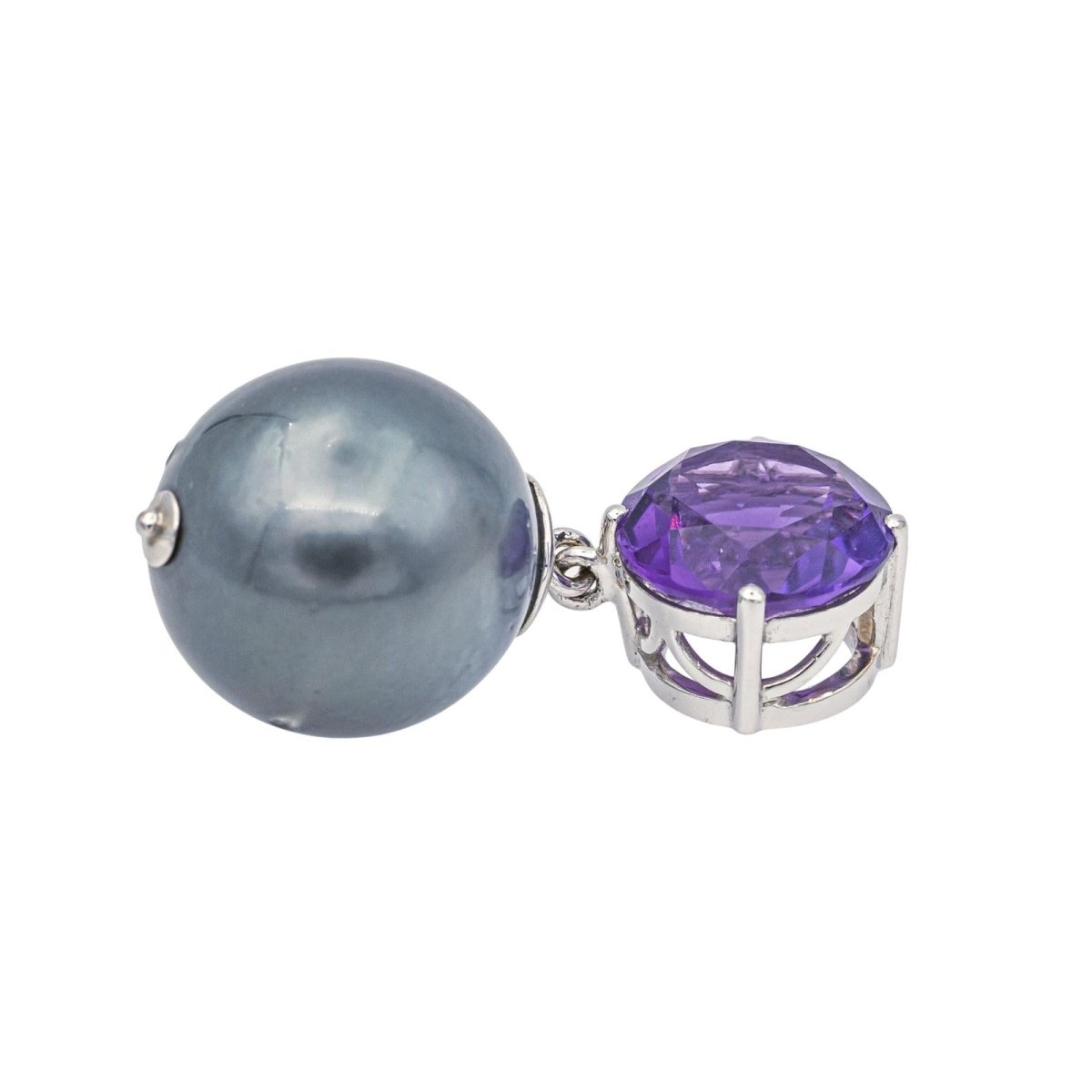 Pendentif en or blanc, perle et améthyste - Castafiore
