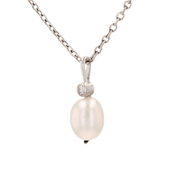 Pendentif en or blanc, perle et diamant - Castafiore